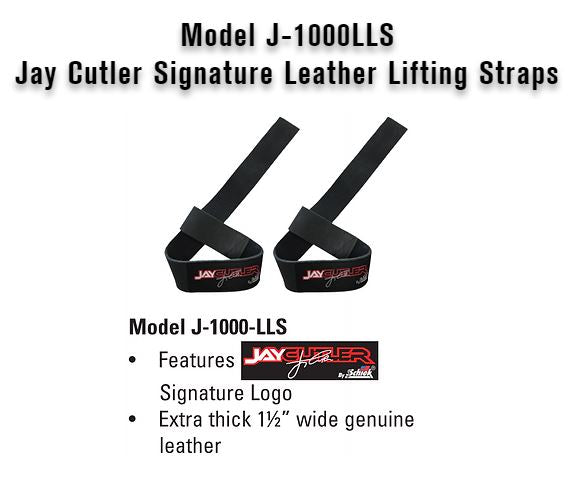 Schiek Sports Model J1000LLS Jay Cutler Signature Leather Lifting Straps -  Black