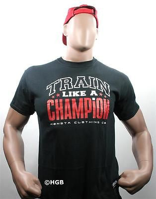 MONSTA T shirt Bodybuilding Wear CHAMPION BLACK Tee Shirt Gym Clothing